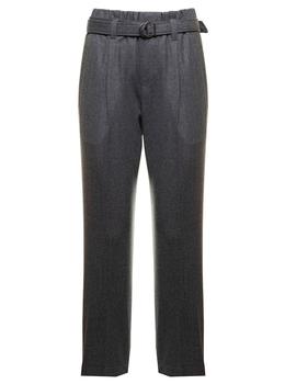 推荐Grey Wool Flannel Pants with Belt Brunello Cucinelli Woman商品