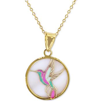 商品Enamel Hummingbird 18" Pendant Necklace in 14k Gold图片