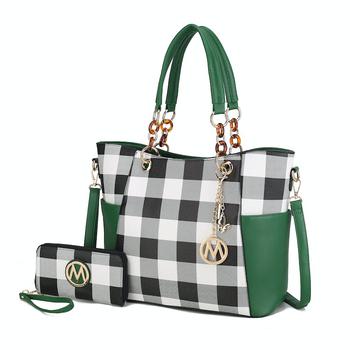 MKF Collection by Mia K. Farrow, MKF Collection by Mia K | MKF Collection Mariely Checker Tote Bag & Wallet Set by Mia K商品图片 1.6折