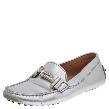 [二手商品] Tod's | Tod's Silver Leather Slip on Loafers Size 36商品图片,2.4折