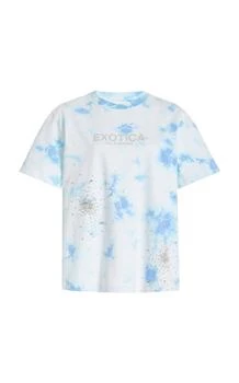 推荐DES_PHEMMES - Exclusive Crystal-Embellished Stretch-Cotton T-Shirt - Blue - IT 40 - Moda Operandi商品