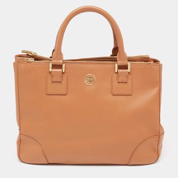 tory burch robinson, [二手商品] Tory Burch | Tory Burch Brown Leather Large Double Zip Robinson Tote商品图片 8折, 满1件减$100, 满减