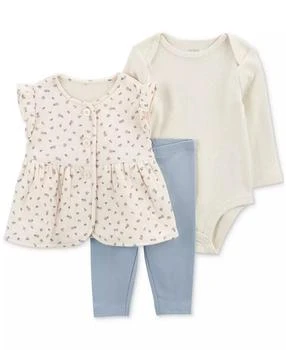 Carter's | Baby Girls Floral Quilted Little Vest, Bodysuit & Pants, 3 Piece Set,商家Macy's,价格¥240