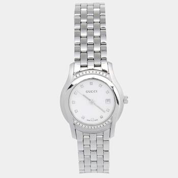 推荐Gucci Mother of Pearl Stainless Steel Diamond G-Class YA055510 Women's Wristwatch 27 mm商品