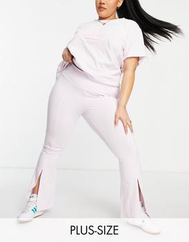 adidas plus, Adidas | adidas Originals '80's Aerobic' Plus split front flared trousers in pink商品图片 4.5折