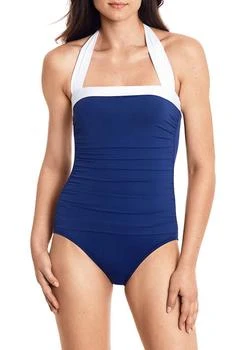 推荐Ralph Lauren Shirred Bandeau One Piece Swimsuit商品