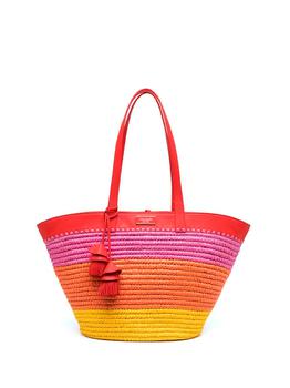 推荐Kate Spade `The Pier` Striped Straw Medium Tote商品