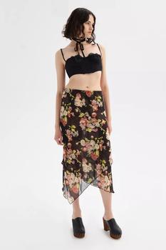 Urban Outfitters | UO Marisol Layered Floral Midi Skirt商品图片,