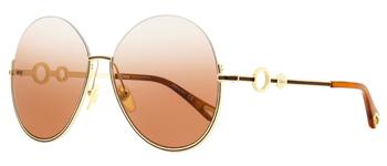 chloe太阳镜怎么样, Chloé | Chloe Women's Round Sunglasses CH0067S 002 Gold/Havana 61mm商品图片 7.5折