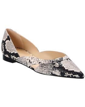 推荐Stuart Weitzman Avenue Snake-Embossed Leather Flat商品