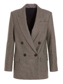 brunello cucinelli jacket, Brunello Cucinelli | Brunello Cucinelli Single-Breasted Checkered Tailored Blazer Jacket商品图片 7.6折