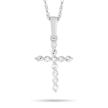 商品LB Exclusive | LB Exclusive 14K White Gold 0.09 ct Diamond Cross Necklace,商家Jomashop,价格¥1543图片