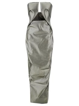 Rick Owens | 'Prown' Maxi Silver Dress with Cut-Out Detail in Stretch Cotton Woman,商家Baltini,价格¥7379