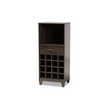 Baxton Studio | Dark Brown Finished Wood 1-Drawer Wine Storage Cabinet,商家Premium Outlets,价格¥734