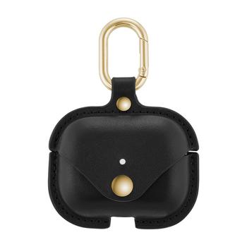商品WITHit | Black Leather Apple AirPods Case with Gold-Tone Snap Closure and Carabiner Clip,商家Macy's,价格¥251图片