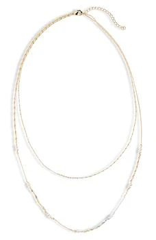 Nordstrom | Faux Pearl Double Strand Chain Necklace,商家Nordstrom Rack,价格¥98