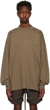 Essentials | Brown Flocked Long Sleeve T-Shirt 6.5折