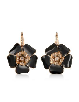萨克斯, Rosato 洛萨朵 | Rose Gold Diamonds and Black Enamel Lily Earrings商品图片 4折
