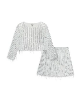 Habitual | Girls' Allover Fringed Sequin Top & Skirt Set - Big Kid,商家Bloomingdale's,价格¥348