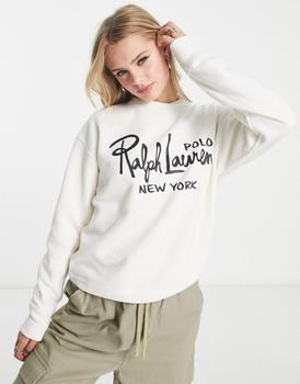 推荐Polo Ralph Lauren crew neck sweater in white商品