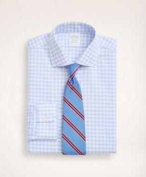 Brooks Brothers | Stretch Milano Slim-Fit Dress Shirt, Non-Iron Royal Oxford English Collar Check商品图片,