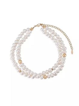 Ettika Jewelry | 18K Gold-Plated & Freshwater Pearl Double-Layered Necklace,商家Saks Fifth Avenue,价格¥895