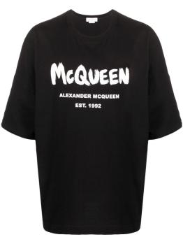 Alexander McQueen | ALEXANDER MCQUEEN 男士黑色棉质短袖T恤 704969-QTZ04-0902商品图片,独家减免邮费