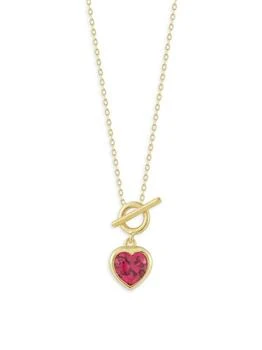 Chloe & Madison | 14K Goldplated Sterling Silver & Cubic Zirconia Heart Toggle Pendant Necklace,商家Saks OFF 5TH,价格¥394