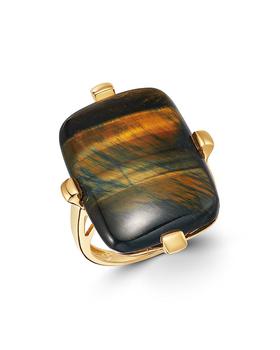 商品Bloomingdale's | Blue Tiger Eye Statement Ring in 14K Yellow Gold - 100% Exclusive,商家Bloomingdale's,价格¥12052图片