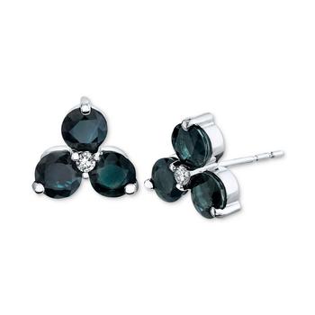 商品Macy's | Sapphire (2-3/8 ct. t.w.) & Diamond (1/20 ct. t.w.) Stud Earrings in 14k White Gold,商家Macy's,价格¥2559图片