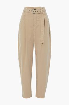 Brunello Cucinelli | Belted pleated cotton-blend twill tapered pants商品图片,2.9折