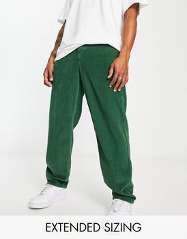 ASOS | ASOS DESIGN baggy jeans in dark green corduroy商品图片,