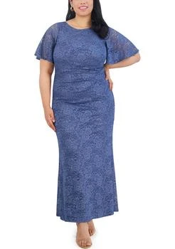 Jessica Howard | Howard Plus Size Short Sleeve Scoop Neck Solid Gown,商家Belk,价格¥341