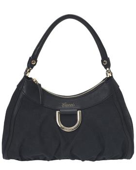 推荐Gucci Black GG Canvas D-Gold Hobo Bag (Authentic Pre-Owned)商品