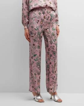 推荐Pauline De Rothschild-Print Wide-Leg Silk Pants商品