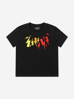 推荐Neil Barrett Black Boys Lightning Bolt Print T-Shirt商品