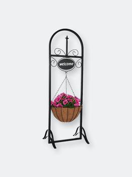 商品Decorative Welcome Sign and Hanging Flower Basket Planter Stand图片