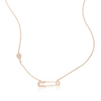商品Adornia Safety Pin Heart Necklace 14k Rose Gold Vermeil图片