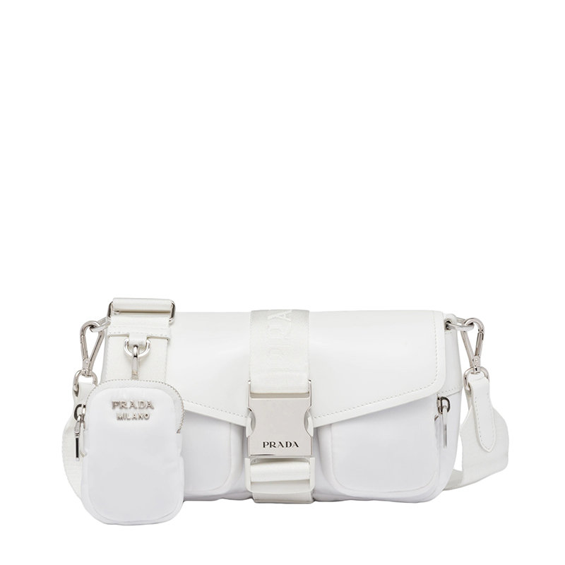 Prada | 【预售3-7天】PRADA/普拉达 22春夏新款 女士白色尼龙皮革插扣可拆卸口袋包单肩包1BD295_789_F0009_V_BFO商品图片,8折, 包邮包税