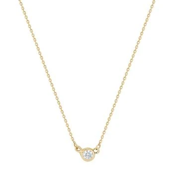 Macy's | Children's Cubic Zirconia Solitaire Pendant Necklace in 14k Gold, 14" + 2" extender,商家Macy's,价格¥1150