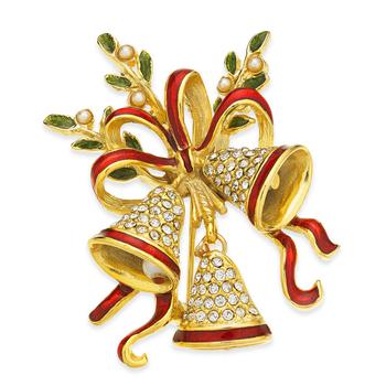 商品Gold-Tone Crystal & Imitation Pearl Triple Bell Pin, Created for Macy's图片