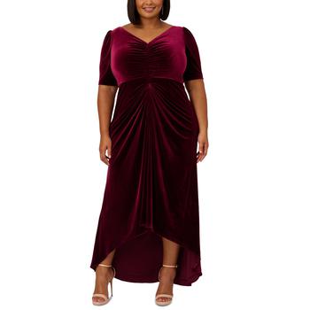 商品Adrianna Papell | Plus Size Velvet V-Neck Draped High-Low Gown,商家Macy's,价格¥1683图片