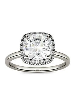 Charles & Colvard | Colvard 1.43 Ct. T.w. Moissanite Cushion Halo Ring In 14K White Gold,商家Belk,价格¥6534