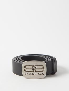 巴黎世家腰带代购, Balenciaga | BB-logo plaque leather belt商品图片 