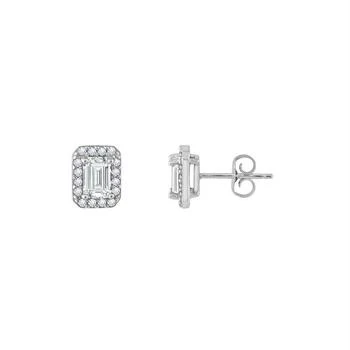 Diamonbliss | Emerald Cut Halo Stud Earrings CARAT: 0.5,商家Verishop,价格¥221