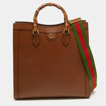 Gucci | Gucci Brown Leather Large Bamboo Diana Tote 