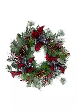 推荐Dual Plaid and Berries Artificial Christmas Wreath - 24-Inch Unlit商品