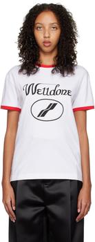 We11done | White Cursive Ringer T-Shirt商品图片,3折