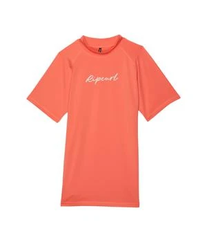 Rip Curl | Short Sleeve Script Rash Vest (Big Kids),商家Zappos,价格¥99