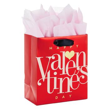 商品Hallmark | Valentine's Day Gift Bag with Tissue Paper (Happy Valentine's Day, Gold Heart),商家Walgreens,价格¥74图片